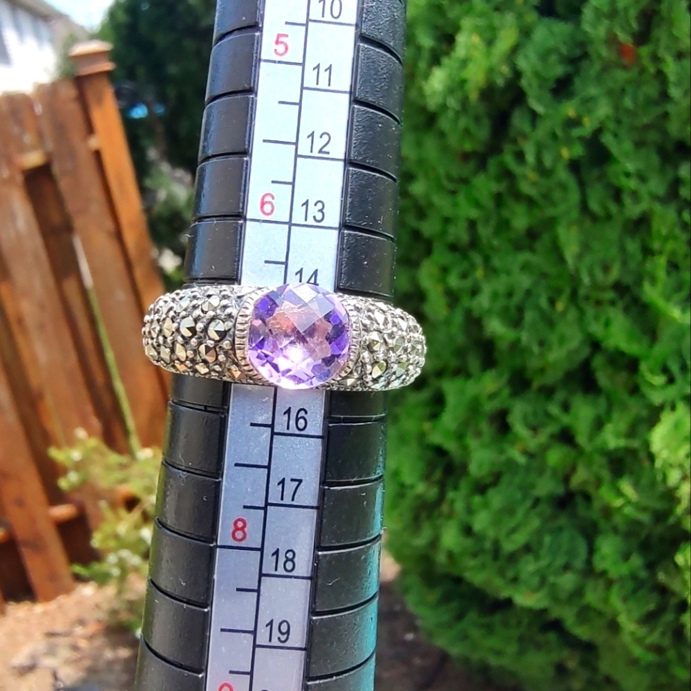 Judith Jack Ring Marcasite & Amethyst Size 7 Purple